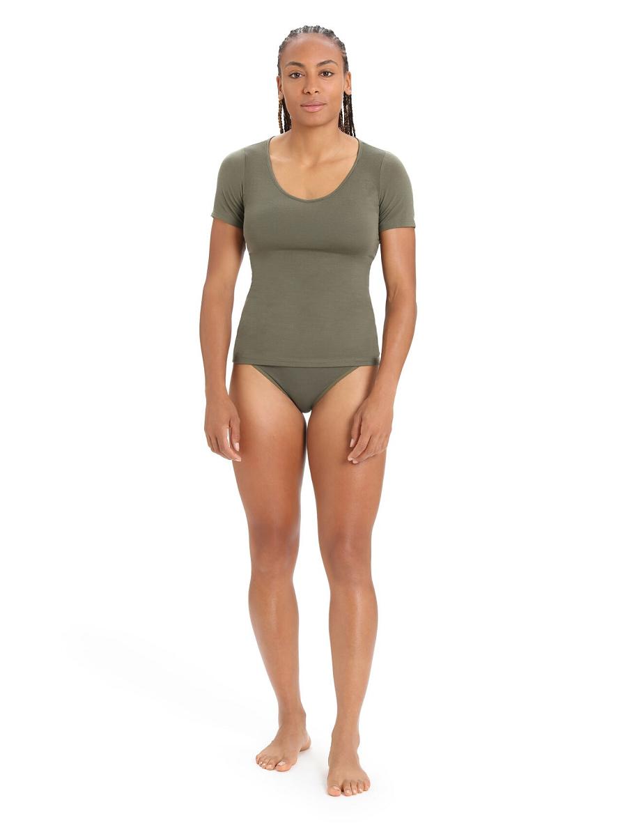 Women's Icebreaker Merino Siren Short Sleeve Sweetheart Top Underwear Loden | CA 1265NWYB